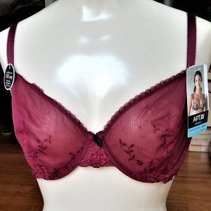 APT 9 Bra Embroidered Unlined With Wire 36D NWT